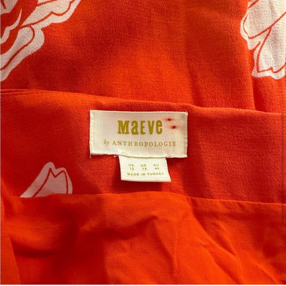 NEW Maeve Anthropologie Red Floral Midi Maxi Skirt with leg slits size 12 - Picture 5 of 5